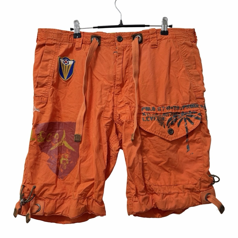 Vintage Polo Shorts Sz 38 Airborne Flight Patches Orange Cargo 90s Ralph Lauren